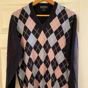 Retro vintage-inspired Brooks Brothers Argyle v-neck Sweater